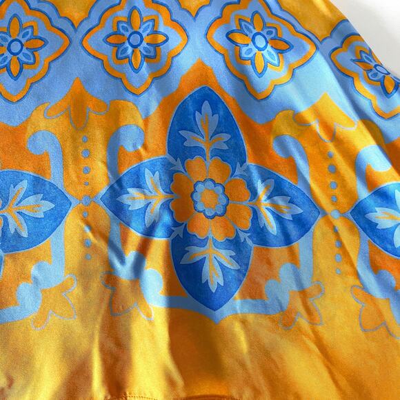 LA DOUBLEJ San Carlo Printed 100% Silk Twill Satin Scarf Top in Multi Size S - Picture 11 of 15